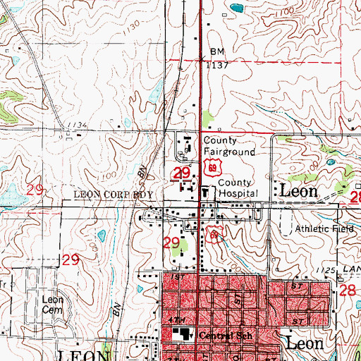 Topographic Map of Decatur Medical Services Center, IA