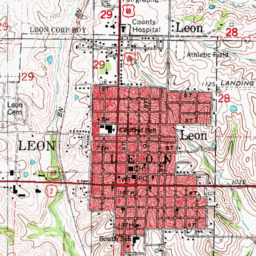 Topographic Map of Leon Brethren Church, IA