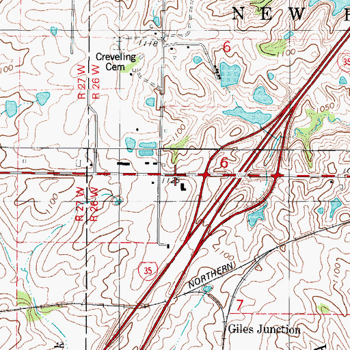 Topographic Map of Southern Iowa Gateway Welcome Center, IA