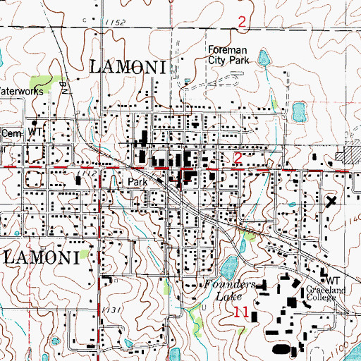 Topographic Map of Lamoni Police Department, IA