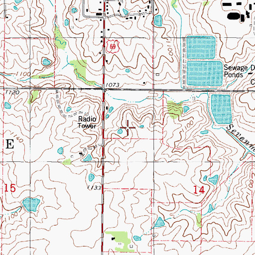 Topographic Map of Central park, IA