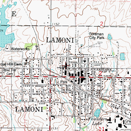 Topographic Map of Lamoni Elementary School, IA