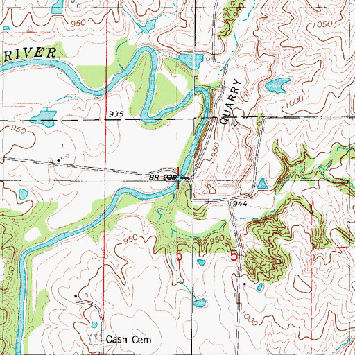 Topographic Map of Grand River Bridge, IA
