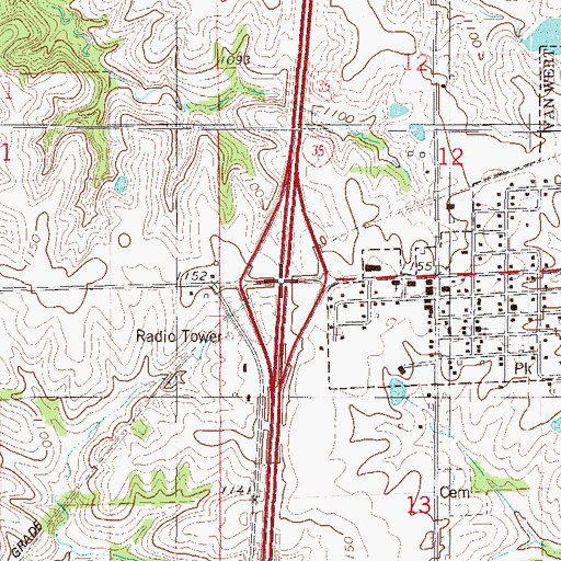 Topographic Map of Interchange 22, IA
