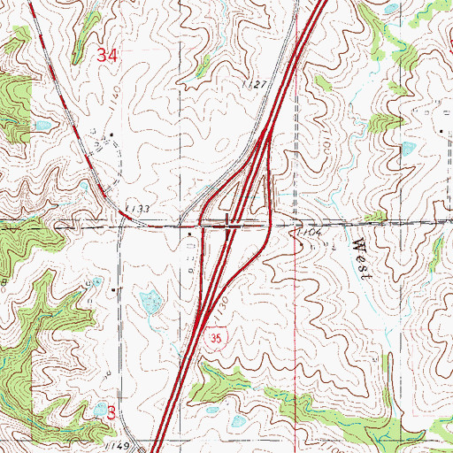 Topographic Map of Interchange 18, IA