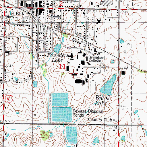 Topographic Map of Platz-Mortimore Science Hall, IA