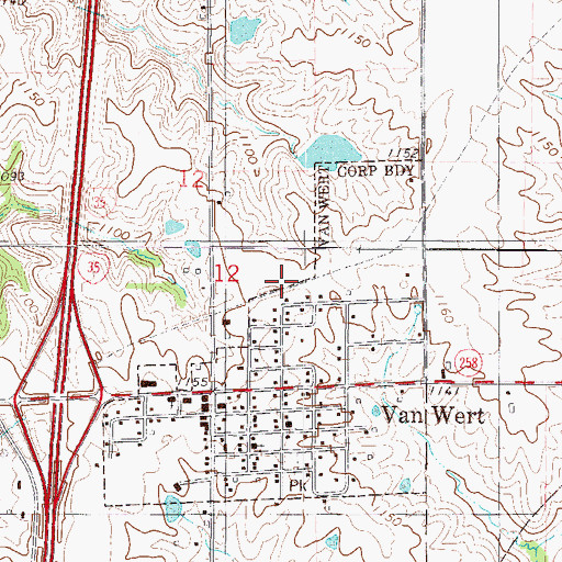 Topographic Map of Van Wert (historical), IA