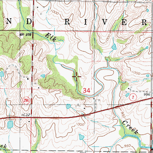 Topographic Map of Millsap Cemetery, IA