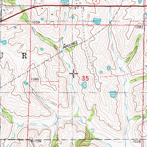 Topographic Map of Waller Cemetery, IA