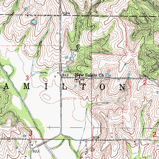 Topographic Map of New Salem Cemetery, IA