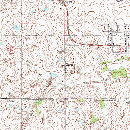 Topographic Map of Grand River Cemetery, IA