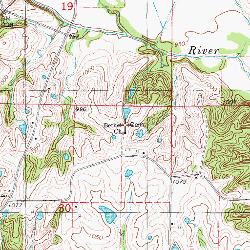 Topographic Map of Bethel Cemetery, IA