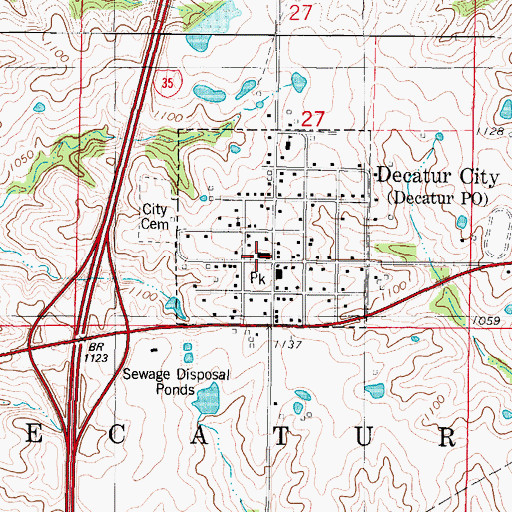 Topographic Map of Decatur Post Office, IA