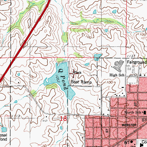 Topographic Map of Q Pond City Park, IA