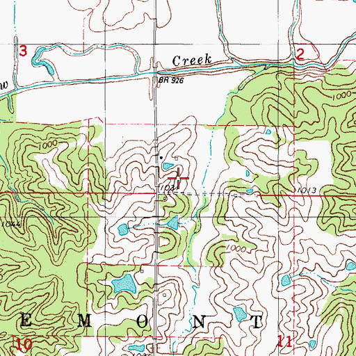 Topographic Map of Green Pines Wildlife Area, IA