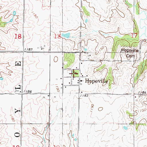 Topographic Map of Hopeville Square Park, IA