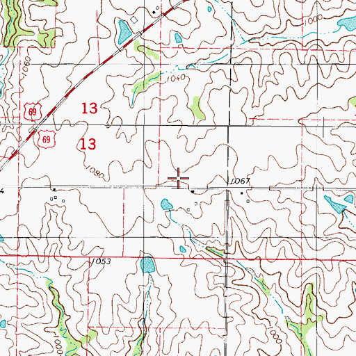 Topographic Map of Nortonville Post Office (historical), IA
