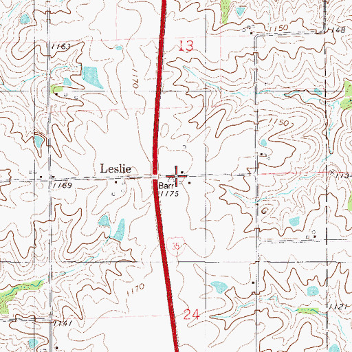 Topographic Map of Leslie (historical), IA