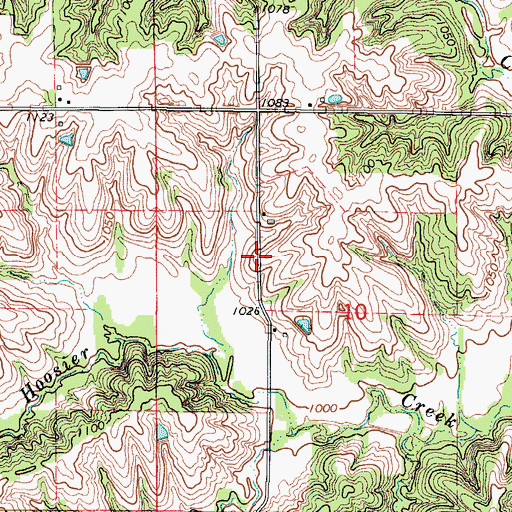 Topographic Map of Jack Creek Post Office (historical), IA