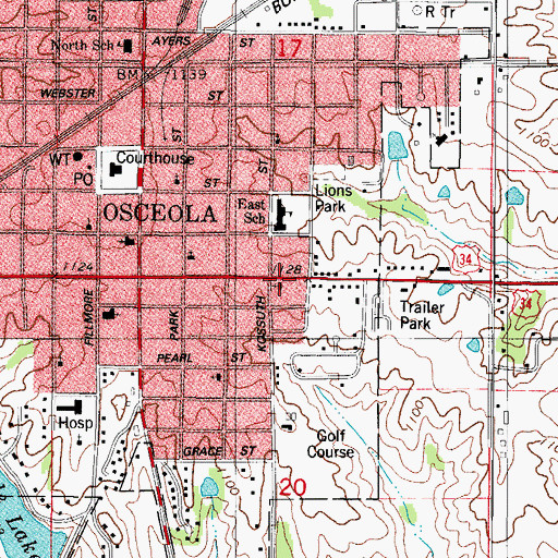 Topographic Map of Saint Bernard Catholic Church, IA