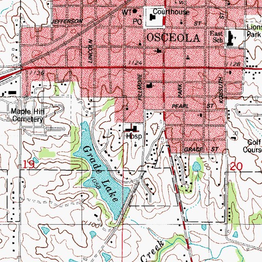 Topographic Map of Clarke County Hospital, IA