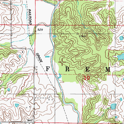 Topographic Map of Green Cemetery, IA