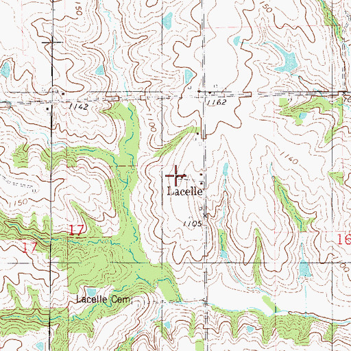 Topographic Map of Lacelle, IA