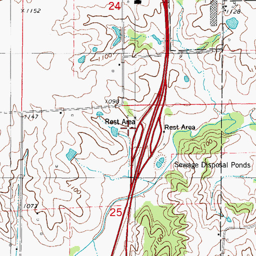 Topographic Map of Osceola South Bound Rest Area, IA