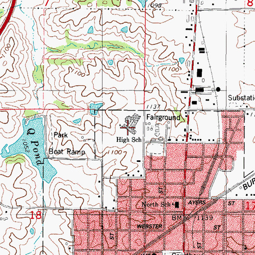 Topographic Map of Clarke High School, IA
