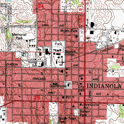 Topographic Map of Smith Memorial Chapel, IA
