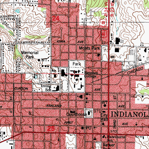 Topographic Map of Dunn Library, IA