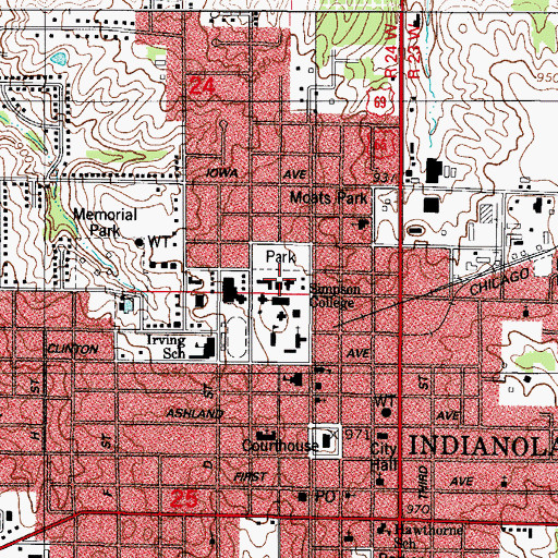Topographic Map of Pfeiffer Dining Hall, IA