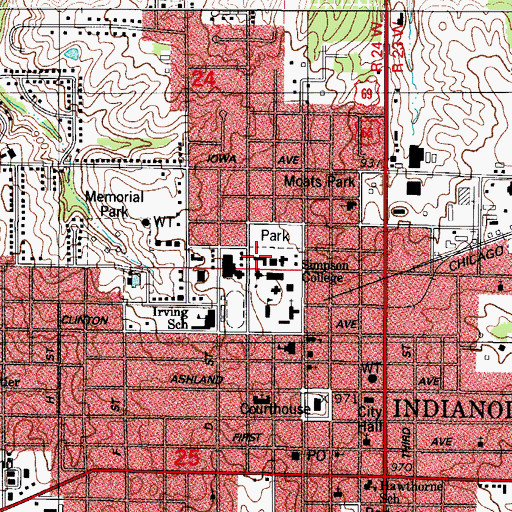 Topographic Map of Kresge Residence Hall, IA