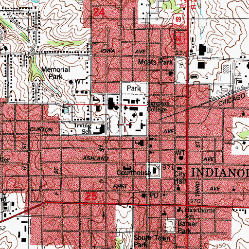 Topographic Map of McNeill Hall, IA