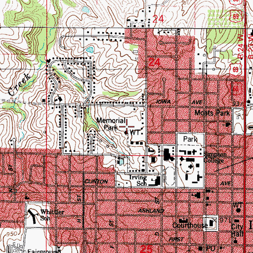 Topographic Map of Buxton Tennis Courts, IA