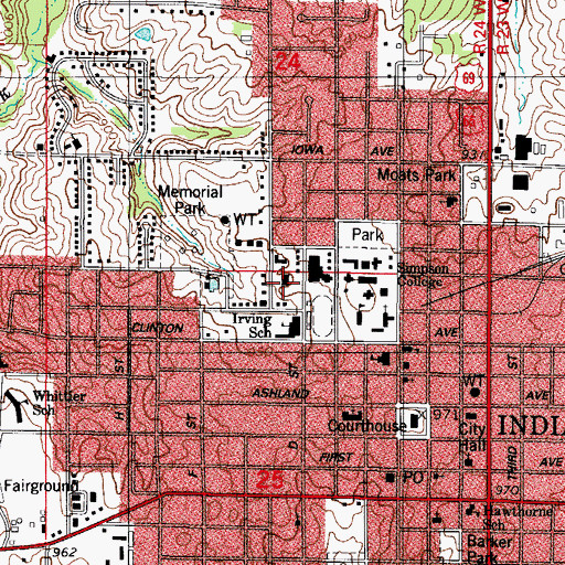 Topographic Map of Blank Performing Arts Center, IA