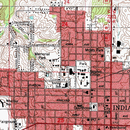 Topographic Map of Carver Cultural Center, IA