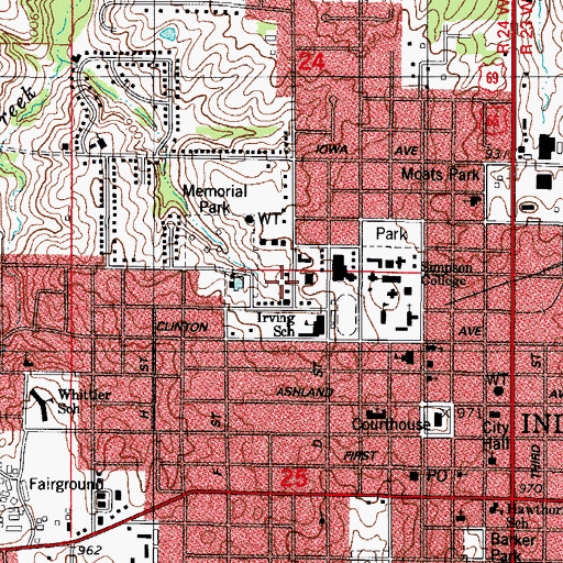 Topographic Map of Simpson Soccer Field, IA
