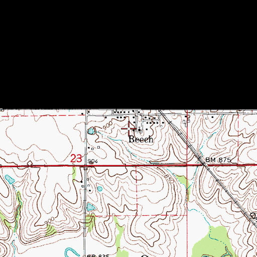 Topographic Map of Beech Community Park, IA