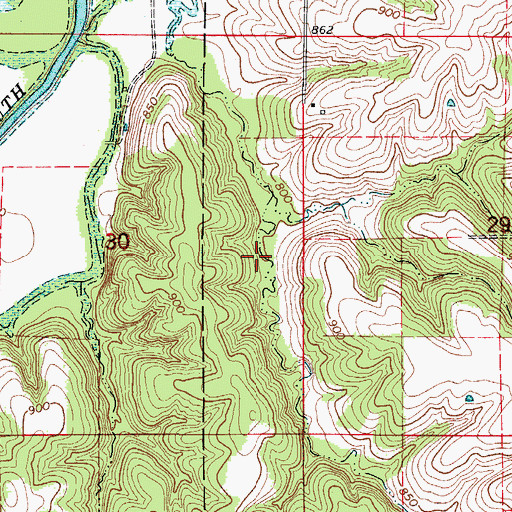 Topographic Map of Planeville Post Office (historical), IA