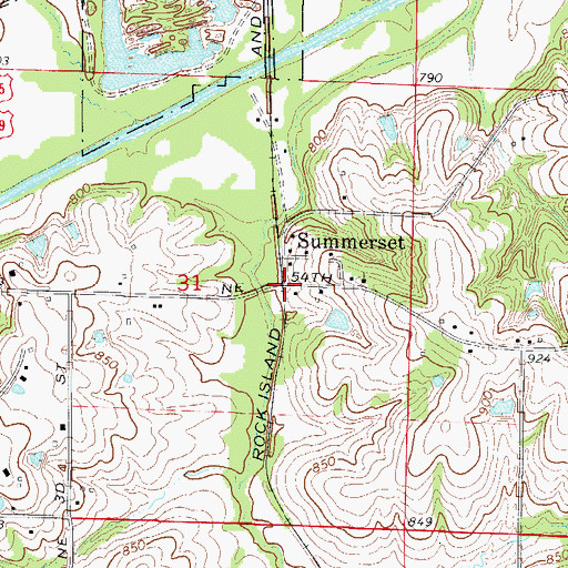 Topographic Map of Summerset Post Office (historical), IA