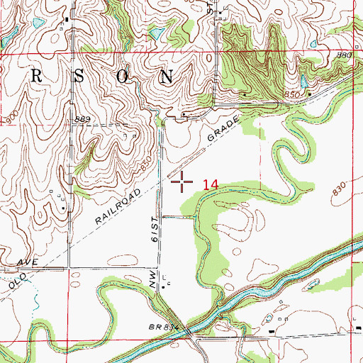 Topographic Map of Lothrop (historical), IA