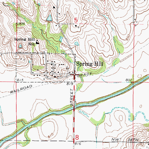 Topographic Map of Spring Hill Post Office (historical), IA