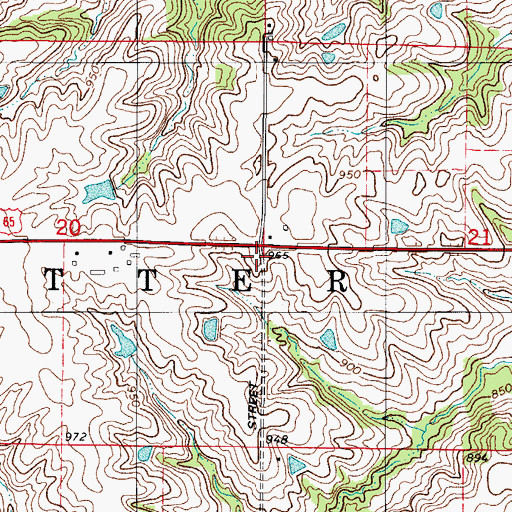 Topographic Map of Derrough Post Office (historical), IA