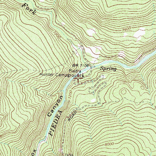 Topographic Map of Piedra Hunter Campground, CO