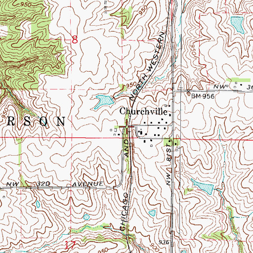 Topographic Map of Churchville (historical), IA