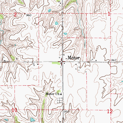 Topographic Map of Motor Post Office (historical), IA