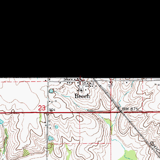 Topographic Map of Beech Post Office (historical), IA