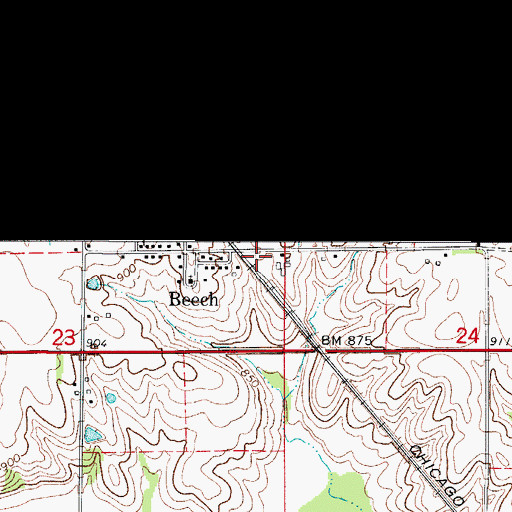 Topographic Map of Beech, IA