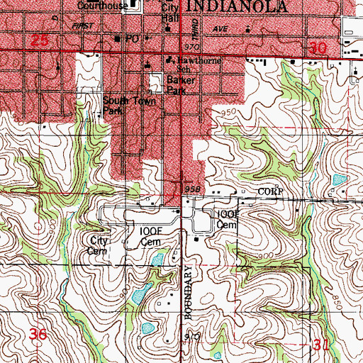 Topographic Map of Woods Motel and RV Park, IA